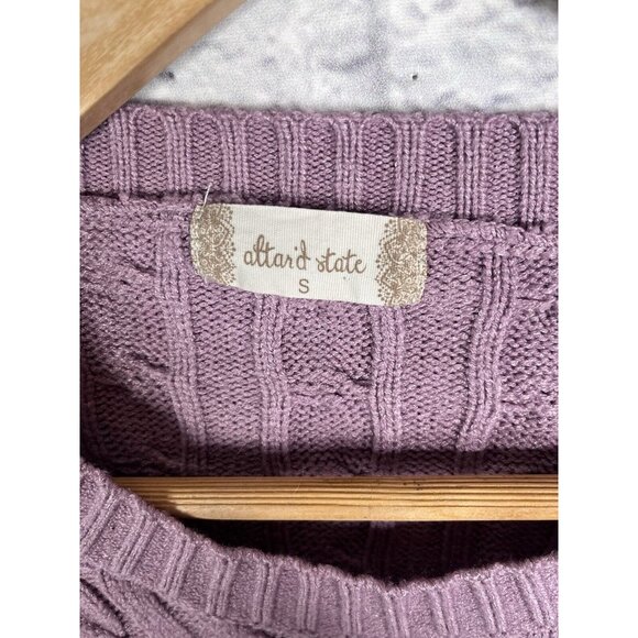 ALTAR'D STATE Women's Lilac Cable Knit Crop Sweater Small - Picture 2 of 5